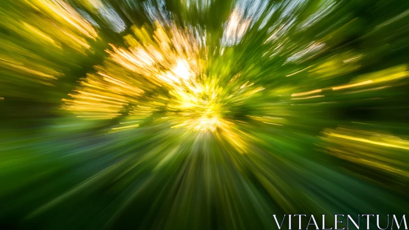 Radiant Abstract Sunburst in Green and Yellow Tones, Motion Blur.