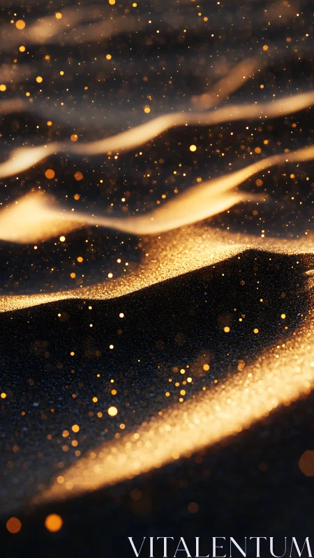 Golden dune sparks drifting through twilight silence.