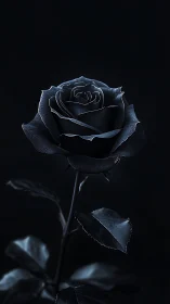 Black Rose Bloom Against Darkness with Luminous Petals