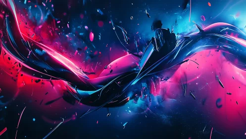 Neon vortex ribbons collide in a luminous cosmic storm.