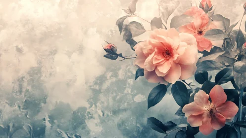 Romantic Roses in Vintage Haze: Soft Focus Botanical Dreamscape.