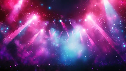 Neon starlight concert haze in electric magenta and cyan.