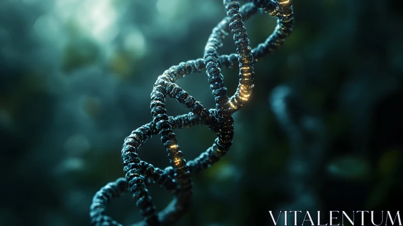 Close-up of DNA Double Helix in Futuristic Scientific Style.