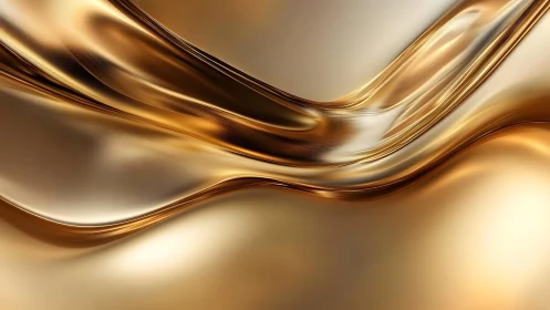 Abstract golden waves digital art with smooth metallic texture.
