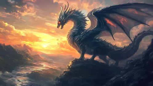 Sunlit ridge dragon rendered with dynamic atmospheric backlighting