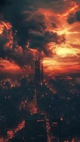 Chicago Skyline Ablaze: Metropolitan Sunset Drama.