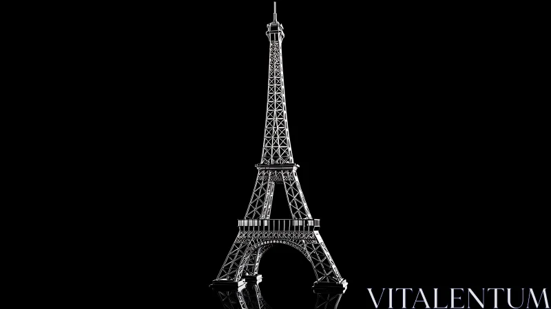 Monochrome structural rendering presents Eiffel Tower form