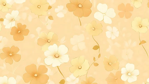 Floral Pattern with Multicolored Blooms on Neutral Background.