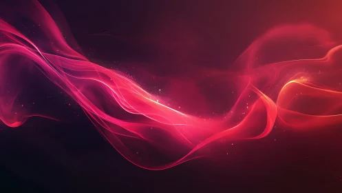 Luminous pink light waves over dark abstract background.