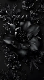 Monochromatic Floral Composition with Dimensional Relief Rendering