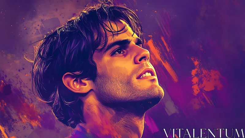 Warm portrait of hopeful young man in glowing colors.