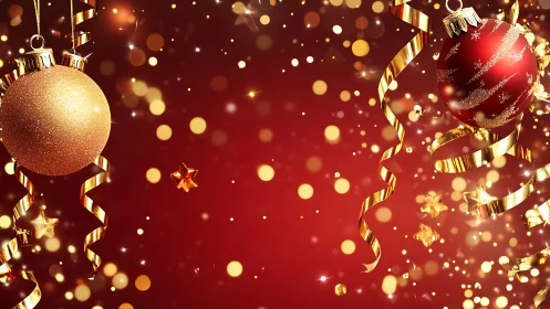 Glittering baubles and ribbons in a sparkling yuletide swirl.