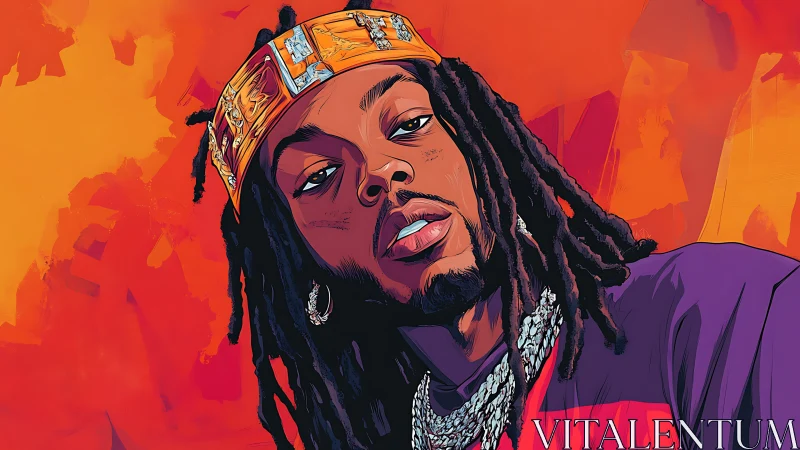 Stylized hip-hop portrait rendered in vivid digital vector gradients