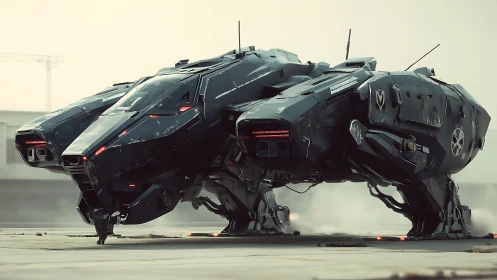Brooding urban gunship crouches like a metallic thunderbeast.