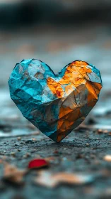 Dichroic Heart-Shaped Crystal with Cyan and Amber Refraction