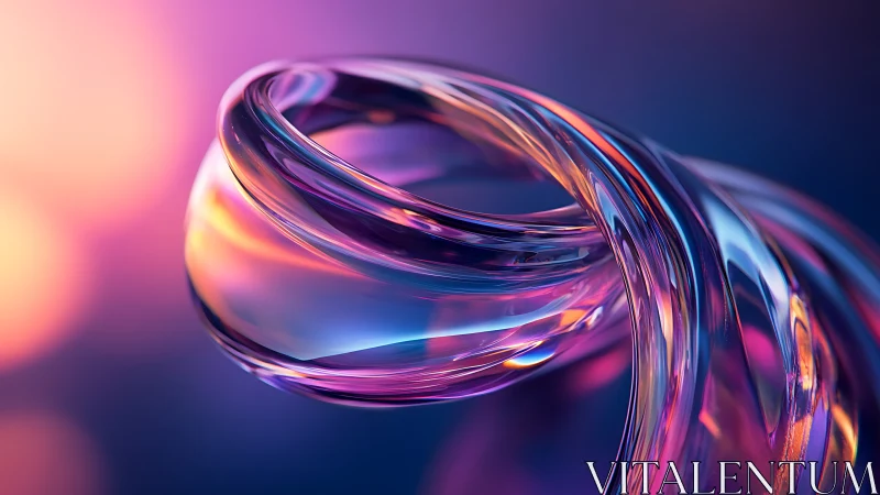 Translucent glass loop with neon purple orange lighting.