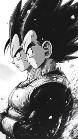 Twin warrior profiles carve resolve into stormlit silence