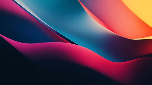 Gradient waveforms in layered abstract 3D ribbon composition.