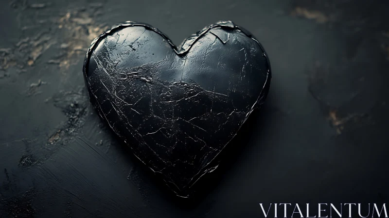 Cracked obsidian heart glows faintly in the quiet dark