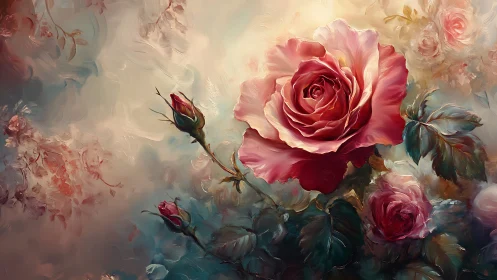 Romantic Red Rose Study with Soft Luminescence.