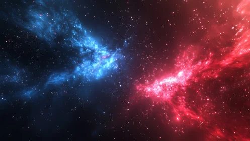 Binary nebula collision splits cosmos into red and blue