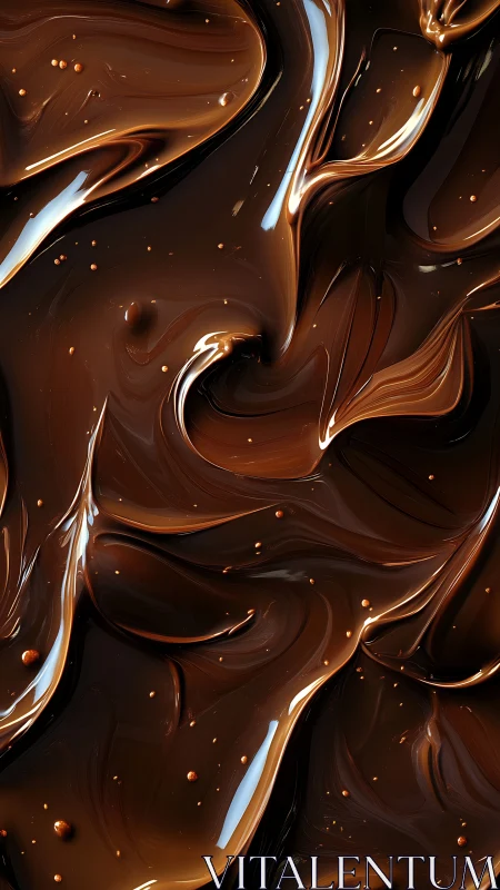 Silky swirls of glossy chocolate in cozy close-up view.