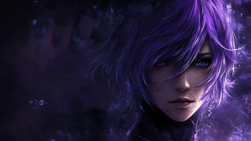 Violet-eyed wanderer emerges from storm-torn shadows.