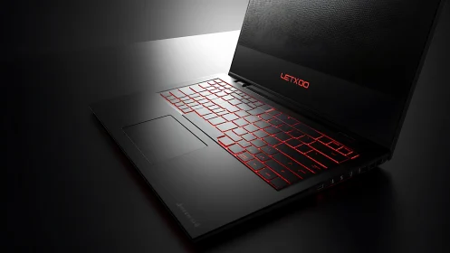 Red keys ignite this sleek LETXOO laptop in cinematic glow