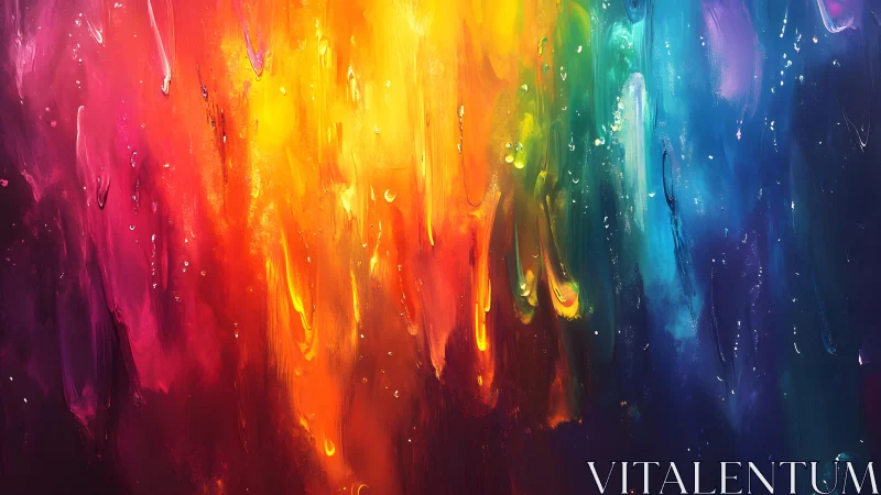 Vibrant Abstract Rainbow Painting with Textured Brushstrokes.
