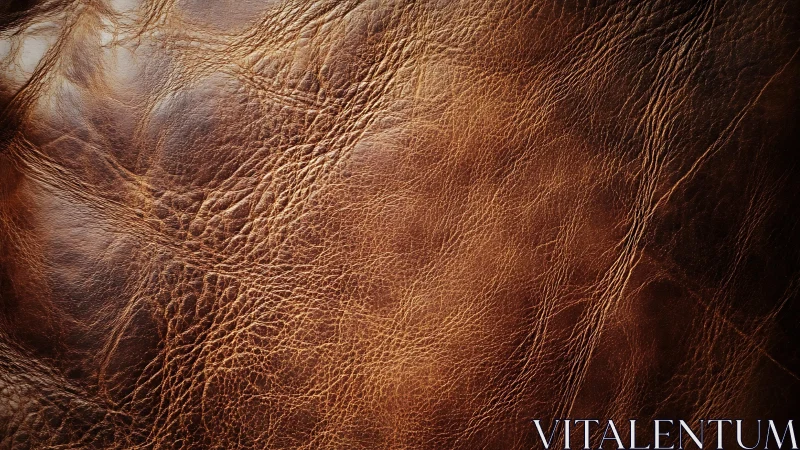 Close-up of distressed brown leather texture in natural lighting.