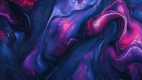 Nebula-inspired fluid abstract in deep blues and magentas.