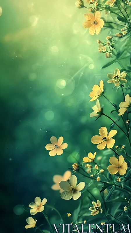 Daffodils Dance Through Emerald Dreams in Glowing Bokeh