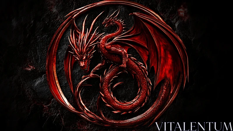 Crimson sigil dragon coils in a blazing ring of embers.