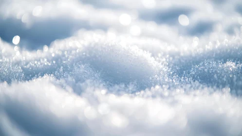 Close-up of sparkling snow with soft focus, dreamy winter style.