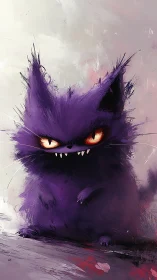 Aggressively stylized purple feline with incandescent stare.