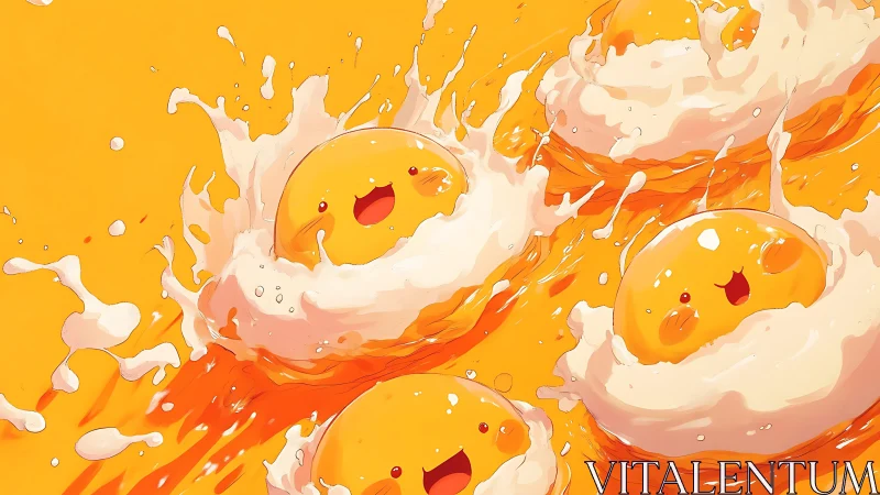 Happy egg yolks splash through creamy orange waves.