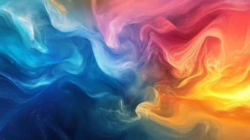 Swirling tricolor nebula in fluid abstract gradient light.