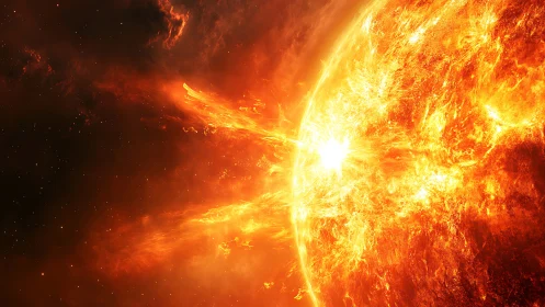 Solar flare eruption rendered in high-intensity digital detail
