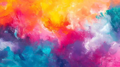 Vibrant Abstract Painting with Bold Colors and Dynamic Brushstrokes.