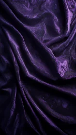 Close-up of folded deep purple velvet fabric surface.