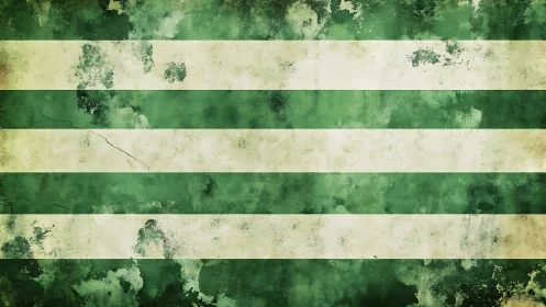 Grunge horizontal green and cream striped textured backdrop.