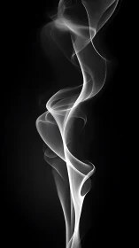 Graceful white smoke swirling softly against deep black.