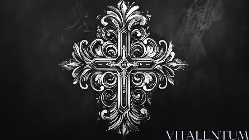 Baroque filigree cruciform motif with high contrast chiaroscuro.