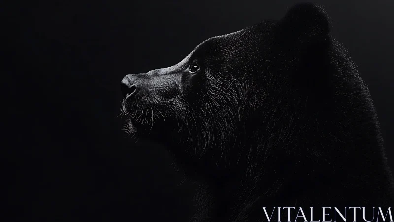 Black bear profile in dramatic low key side lighting study.