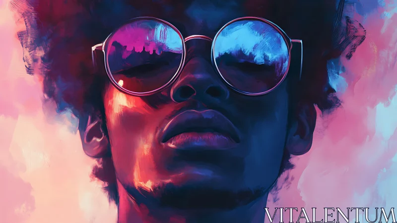 Neon-lit portrait uses reflective lenses and dual-color rim lighting