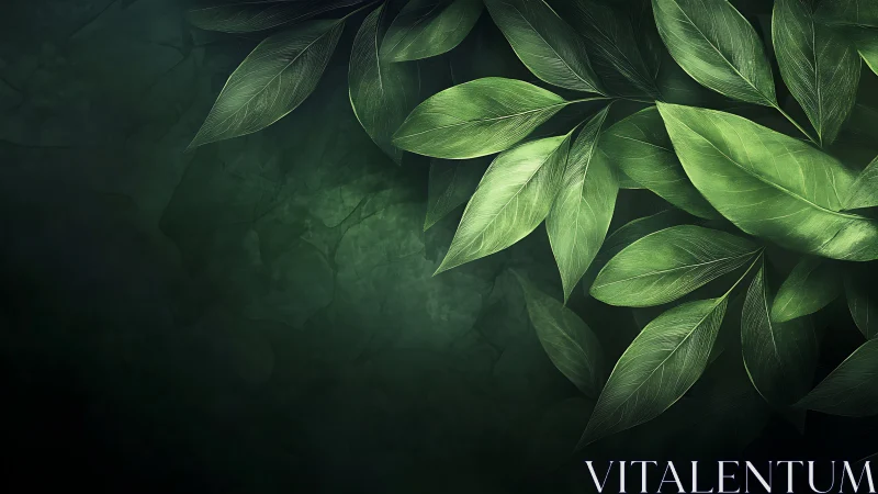 Hyper-detailed verdant leaves against deep gradient shadow field