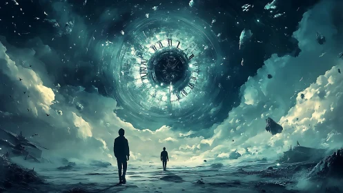 Stargazers Beneath the Cosmic Clock of a Shattered Sky.