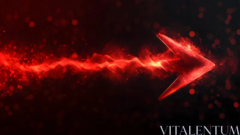 Futuristic Glowing Red Arrow with Energy Trail on Dark Background.