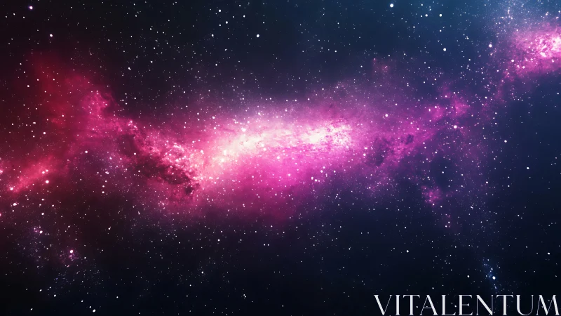 Vibrant magenta galactic nebula spans a star-dense cosmos