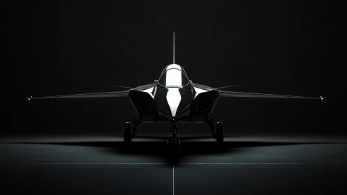 Stealth fighter jet rendered front view in dramatic lighting